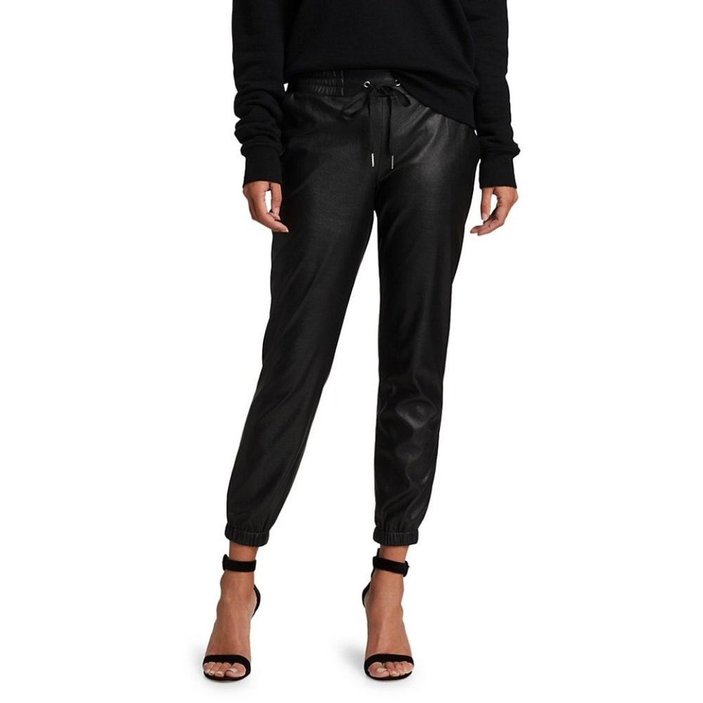 21 Saints Faux Leather Vegan Jogger Pants Black SZ/ S
